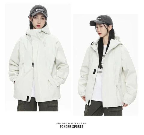 Streetwear Jackets for Women Autumn Waterproof Hooded Jacket Outdoor Casual Outerwear Unisex Tactical Coat Windproof Windbreaker Elite Boutique