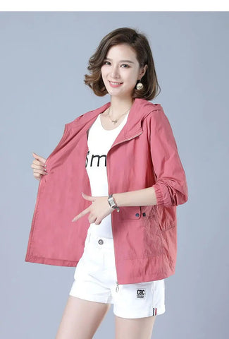 Women's Jacket 2025 New Summer Thin Coat Casual Windbreaker Female Sun Protection Jacket Basic Zipper Coat Tops Elite Boutique