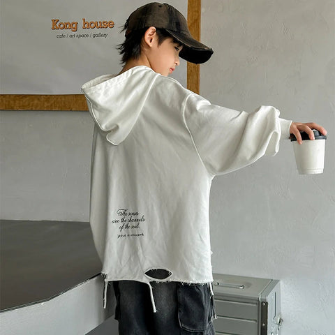 Hoodie Kids Boys 2024 Autumn Teenager Clothes Kids Casual Cotton Hooded Sweatshirt Tops Costume 5 6 7 8 9 10 11 12 13 14 Years Elite Boutique