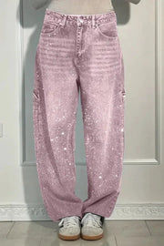 Women Autumn Winter Trouser Pants Solid Color High Waist Button Pockets Wide Leg Pants Casual Fashion Comfortable Regular Fit Elite Boutique