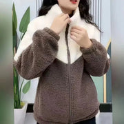 Women Jacket Colored Thickened Lamb Fleece Long Sleeve Mid Length Overcoat Warm Topcoat Quilted Top Autumn Winter Overgarmen Elite Boutique