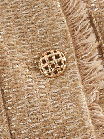 Chic Female Tweed Basic Jacket Coat Women Clothing Woolen Outerwear Long Sleeve Front Button Female Outerwear Chic Tops Elite Boutique