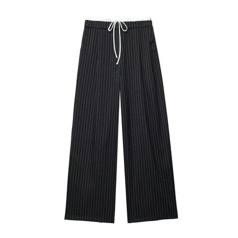 TRAF Pants Women 2024 Trousers Casual Wide Pants Woman office wear Wide leg Pants Women Autumn Baggy Black High Waist Trousers Elite Boutique