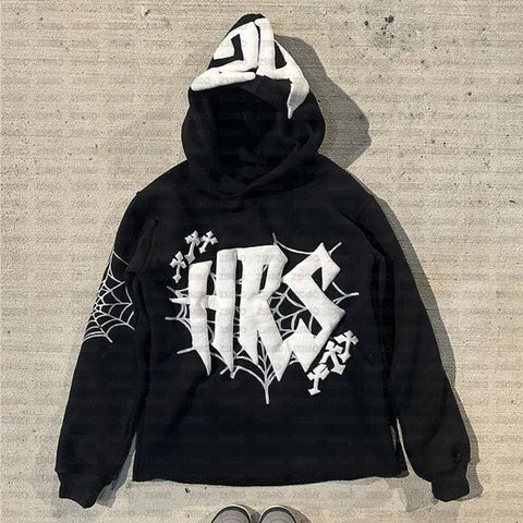 Hoodie Cobweb Print goth Punk Sweatshirt Men's hoodies Sport Coat Pullover Gothic Long Sleeve Oversized Hoodie Y2K jacket Emo Elite Boutique