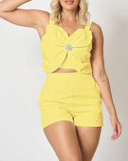 Rhinestone Strap Top + Shorts Set Elite Boutique