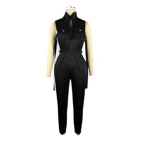 Jumpsuits for Women 2024 Summer Sexy Spicy Girl Side Button Zipper Sleeveless 4 Pocket Jumpsuit Streetwear Fashion Overalls Elite Boutique