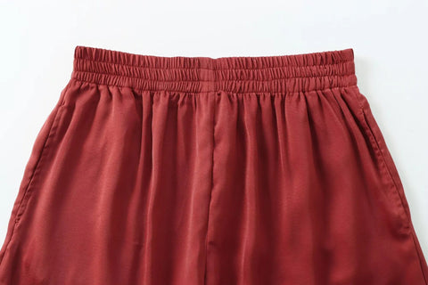TRAF Pants for Women Fashion Spring Autumn New Solid Color Folded Chic Female Elastic High Waist Wide Leg Trousers Mujer Elite Boutique