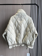 Quilted coat for women ETJ 2024traf QUILTED JACKET WITH TIES new beige drawstring high neck pocket clip cotton jacket for women Elite Boutique