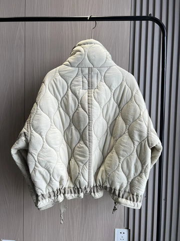 Quilted coat for women ETJ 2024traf QUILTED JACKET WITH TIES new beige drawstring high neck pocket clip cotton jacket for women Elite Boutique