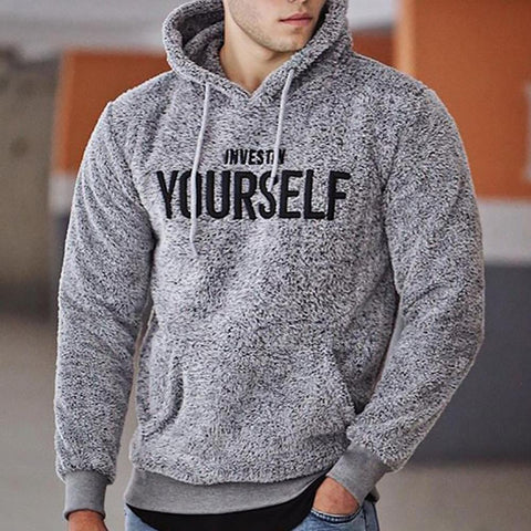 Hoodie Letters Embroidery Warm Pullover Men Long Sleeve Pockets Hooded Sweatshirt Fleece Casual Sweatshirts For Spring/Autumn Elite Boutique