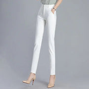 Women's Clothing Trouser Suits Trousers Office Lady Button Solid Color Pockets Spring Autumn Zipper Pencil Cropped Pants Elite Boutique