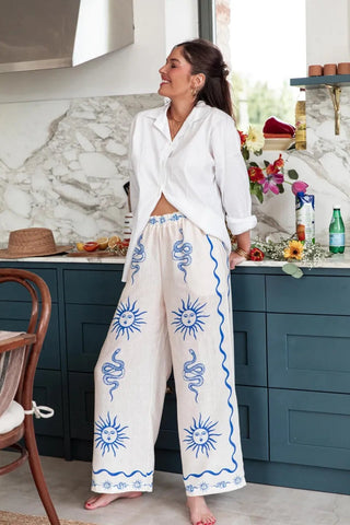 Women's New Fashion Printed Pants Comfortable Loose Trouser Casual Wide Leg Pants Female Elastic Waist Trouser Streetwear Elite Boutique