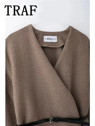 Women Elegant Street Jacket 2025 Fashion Comfortable Short Jackets For Women Belt Casual Coat Long Sleeve New Outerwears Elite Boutique