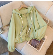Women's Jacket Fashion Hooded Windbreaker New Spring Autumn Female Casual Short Coat Outwear Pink Green White Female Outerwear Elite Boutique