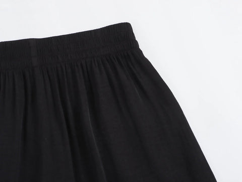TRAF Pants for Women Fashion Spring Autumn New Solid Color Folded Chic Female Elastic High Waist Wide Leg Trousers Mujer Elite Boutique