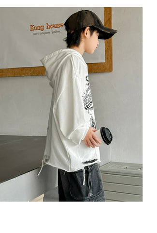 Hoodie Kids Boys 2024 Autumn Teenager Clothes Kids Casual Cotton Hooded Sweatshirt Tops Costume 5 6 7 8 9 10 11 12 13 14 Years Elite Boutique