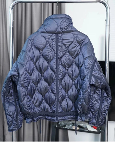 Quilted coat for women ETJ 2024traf QUILTED JACKET WITH TIES new beige drawstring high neck pocket clip cotton jacket for women Elite Boutique