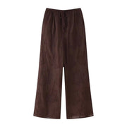 TRAFZA 2025 Women Trouser Suit Casual Embroidered Round Neck Sleeveless Slim Top+Elastic Waist Drawstring Loose Long Pants Elite Boutique