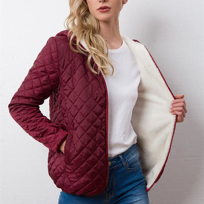 Women's Hooded Jacket Casual Basic Warm Velvet Lamb Parka Coat Autumn Winter New Solid Light Soft  Outerwear fashion style Elite Boutique