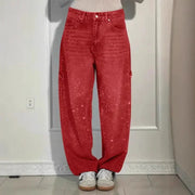 Women Autumn Winter Trouser Pants Solid Color High Waist Button Pockets Wide Leg Pants Casual Fashion Comfortable Regular Fit Elite Boutique
