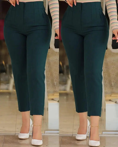 Women's Trousers Women's Pencil Pants Elegant Office Solid Color Trousers Autumn And Winter High Waist Women's Pants Elite Boutique