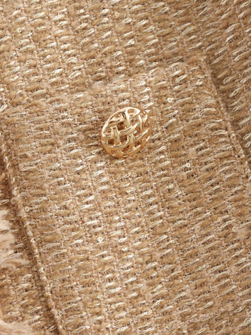 Chic Female Tweed Basic Jacket Coat Women Clothing Woolen Outerwear Long Sleeve Front Button Female Outerwear Chic Tops Elite Boutique