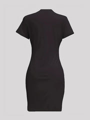 Summer Women's MANANA SERA BNIT Letter Print Casual Slim Fit Short Sleeve Round Neck Short Mini Dress Elite Boutique