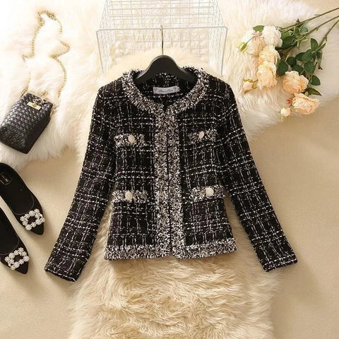 Women's Jackets  Women's Jacket Spring new Trendy Ladies Short Joker Temperament Small Fragrant Tweed Coat Tweed Coat Cardigan Elite Boutique