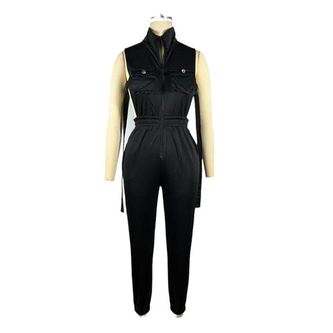 Jumpsuits for Women 2024 Summer Sexy Spicy Girl Side Button Zipper Sleeveless 4 Pocket Jumpsuit Streetwear Fashion Overalls Elite Boutique