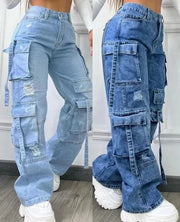 Multi-Pocket Cargo Jeans. Elite Boutique