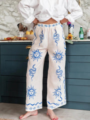 Women's New Fashion Printed Pants Comfortable Loose Trouser Casual Wide Leg Pants Female Elastic Waist Trouser Streetwear Elite Boutique