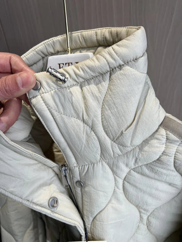 Quilted coat for women ETJ 2024traf QUILTED JACKET WITH TIES new beige drawstring high neck pocket clip cotton jacket for women Elite Boutique