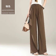Wide-leg Pants for Women New Summer High-waist Casual Elastic Thin Soft Straight Trousers with a Soft and Supple Feel Elite Boutique