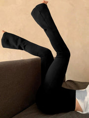 Women's Fashion Trousers Solid Colour High-waisted Flared Pants Slim and Skinny Women's Dragging Trousers Versatile Female Pants Elite Boutique