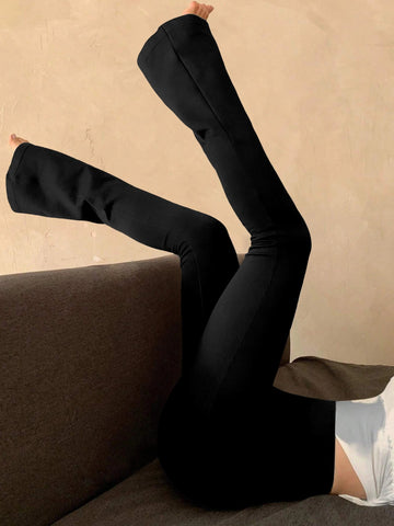 Women's Fashion Trousers Solid Colour High-waisted Flared Pants Slim and Skinny Women's Dragging Trousers Versatile Female Pants Elite Boutique