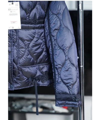 Quilted coat for women ETJ 2024traf QUILTED JACKET WITH TIES new beige drawstring high neck pocket clip cotton jacket for women Elite Boutique