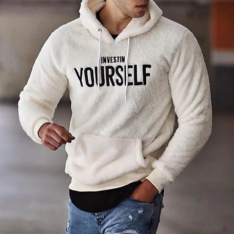 Hoodie Letters Embroidery Warm Pullover Men Long Sleeve Pockets Hooded Sweatshirt Fleece Casual Sweatshirts For Spring/Autumn Elite Boutique