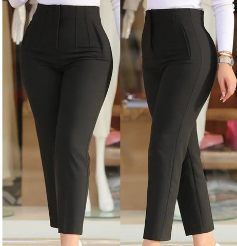 Women's Trousers Women's Pencil Pants Elegant Office Solid Color Trousers Autumn And Winter High Waist Women's Pants Elite Boutique
