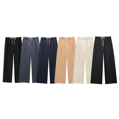 TRAF Pants Women 2024 Trousers Casual Wide Pants Woman office wear Wide leg Pants Women Autumn Baggy Black High Waist Trousers Elite Boutique