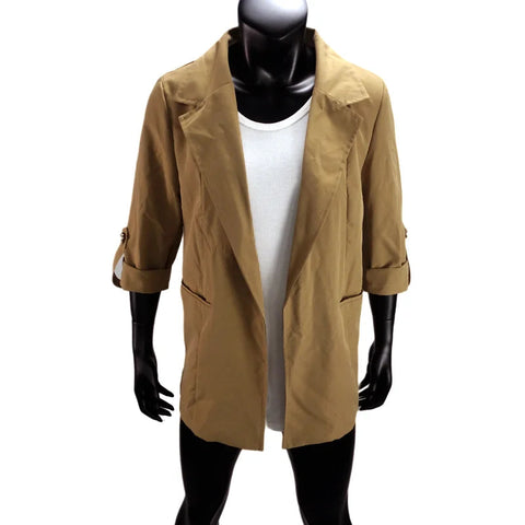Women's Jacket Spring Summer New Arrivals Roll-up Cuffs Outerwears Lined Open Stitch Thin Jackets for Streetwear Womans Clothing Elite Boutique