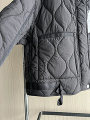 Quilted coat for women ETJ 2024traf QUILTED JACKET WITH TIES new beige drawstring high neck pocket clip cotton jacket for women Elite Boutique