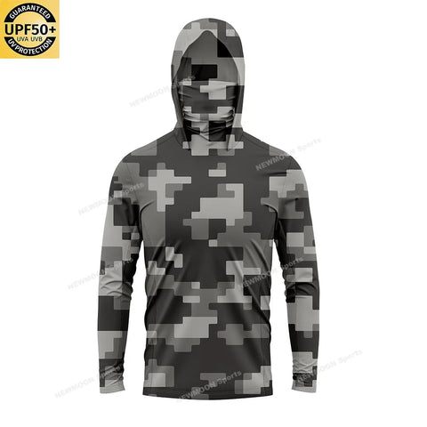 Custom Men's UPF 50+ Sun Protection Hoodie Shirts Long Sleeve Lightweight SPF Outdoor UV Hiking Fishing Shirts Elite Boutique
