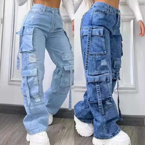 Multi-Pocket Cargo Jeans. Elite Boutique