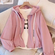 Women's Jacket Fashion Hooded Windbreaker New Spring Autumn Female Casual Short Coat Outwear Pink Green White Female Outerwear Elite Boutique