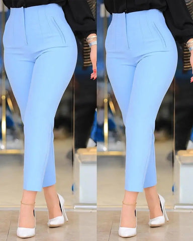 Women's Trousers Women's Pencil Pants Elegant Office Solid Color Trousers Autumn And Winter High Waist Women's Pants Elite Boutique
