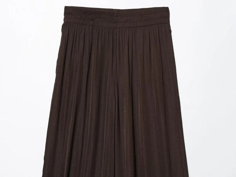TRAF Pants for Women Fashion Spring Autumn New Solid Color Folded Chic Female Elastic High Waist Wide Leg Trousers Mujer Elite Boutique