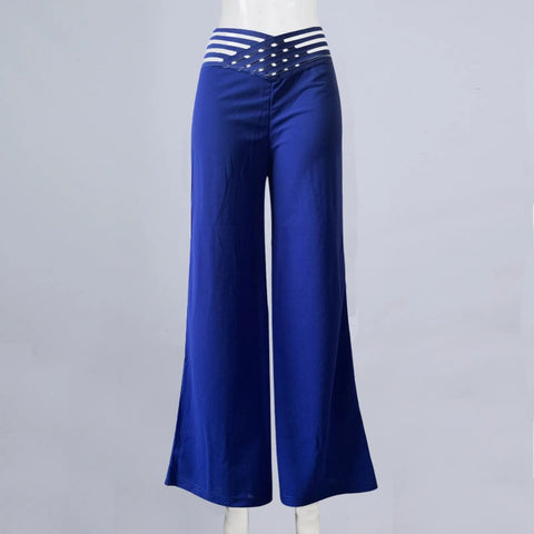 Women Hollow Belt Trousers Fashion Temperament Commuting Flared Trousers Daily Classic Solid Causal High Waist Wide Leg Pants Elite Boutique