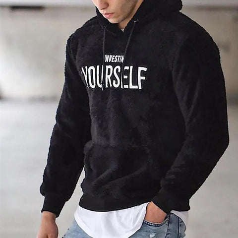 Hoodie Letters Embroidery Warm Pullover Men Long Sleeve Pockets Hooded Sweatshirt Fleece Casual Sweatshirts For Spring/Autumn Elite Boutique