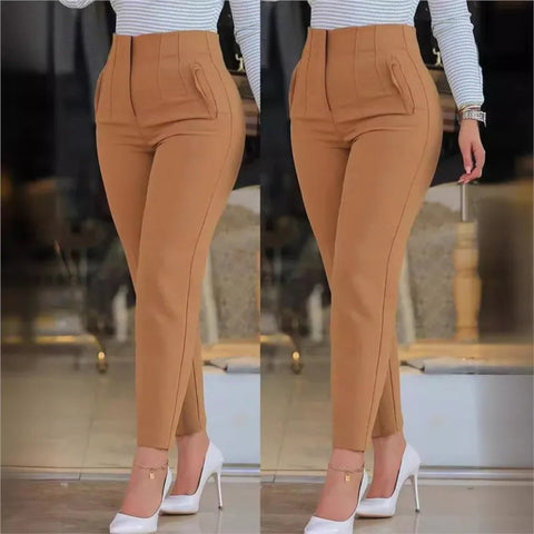 Women's Trousers Women's Pencil Pants Elegant Office Solid Color Trousers Autumn And Winter High Waist Women's Pants Elite Boutique