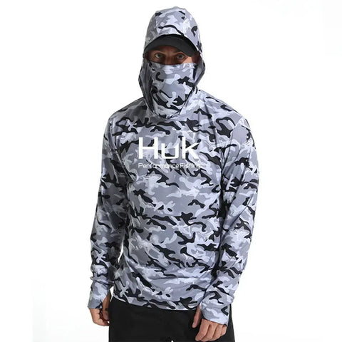 Huk Custom Men's UPF 50+ Sun Protection Hoodie Shirts Long Sleeve Lightweight SPF Outdoor UV Hiking Fishing Shirts Elite Boutique